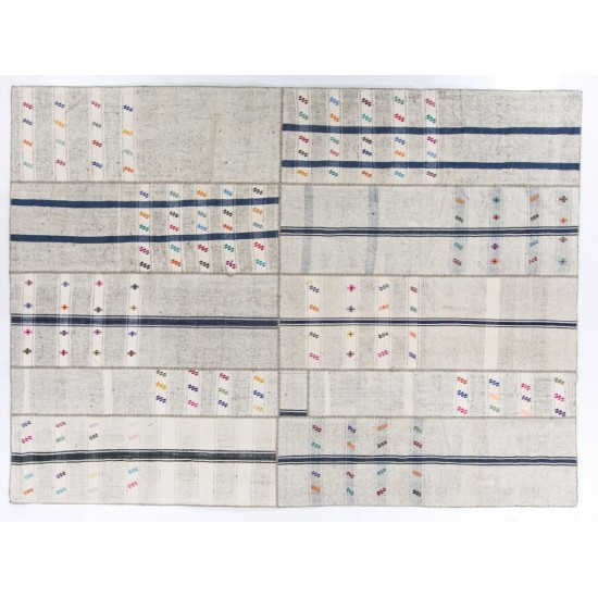 Oversize Maritime Cotton Mediterranean Kilim Rug. 10.4 x 14 Ft (315 x 427 cm)