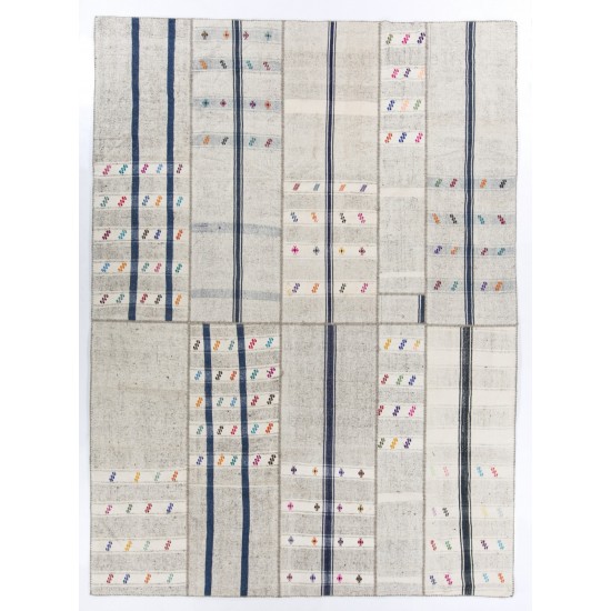 Oversize Maritime Cotton Mediterranean Kilim Rug. 10.4 x 14 Ft (315 x 427 cm)