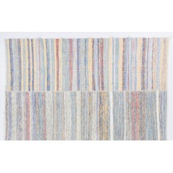 Oversize Striped Turkish Cotton Kilim with Soft Colors. 11.5 x 14.5 Ft (348 x 440 cm)
