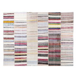 Multicolor Handwoven Turkish Kilim (Flat-Weave), Overize Double Sided Cotton Rag Rug. 12.8 x 19.7 Ft (390 x 600 cm)