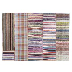 Multicolor Handwoven Turkish Kilim (Flat-Weave), Overize Double Sided Cotton Rag Rug. 13.2 x 18.9 Ft (400 x 575 cm)