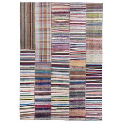 Multicolor Handwoven Turkish Kilim (Flat-Weave), Overize Double Sided Cotton Rag Rug. 13.2 x 18.9 Ft (400 x 575 cm)