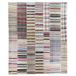 Oversize Vintage Flat-Woven Cotton Kilim Rug. Hand-Woven Turkish Carpet. 13.8 x 16.9 Ft (420 x 515 cm)