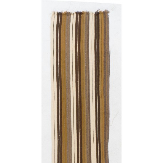 Narrow & Long Striped Handwoven Turkish Kilim Runner Made of 100% Natural Wool. 1.9 x 26 Ft (56 x 790 cm)