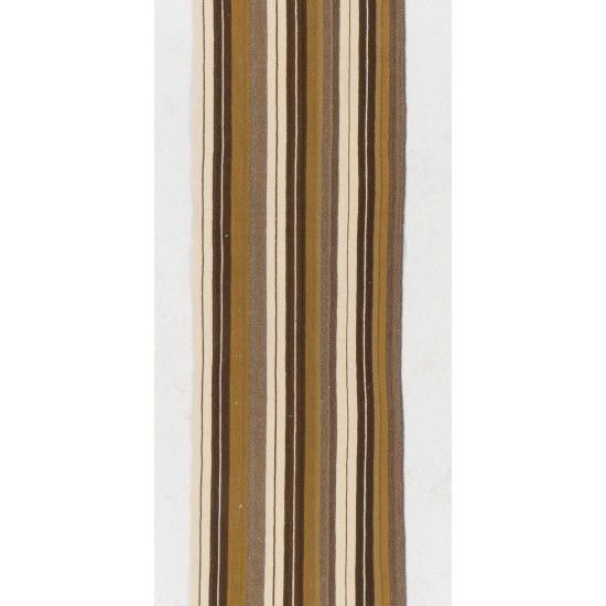 Narrow & Long Striped Handwoven Turkish Kilim Runner Made of 100% Natural Wool. 1.9 x 26 Ft (56 x 790 cm)