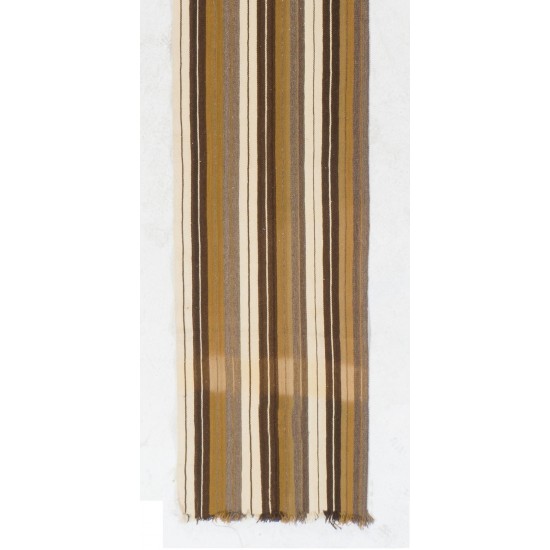 Narrow & Long Striped Handwoven Turkish Kilim Runner Made of 100% Natural Wool. 1.9 x 26 Ft (56 x 790 cm)