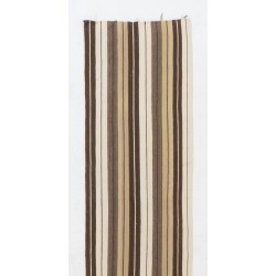 Narrow & Long Striped Handwoven Turkish Kilim Runner Made of 100% Natural Wool. 2 x 26.3 Ft (58 x 800 cm)