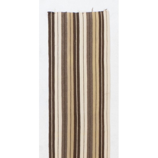 Narrow & Long Striped Handwoven Turkish Kilim Runner Made of 100% Natural Wool. 2 x 26.3 Ft (58 x 800 cm)