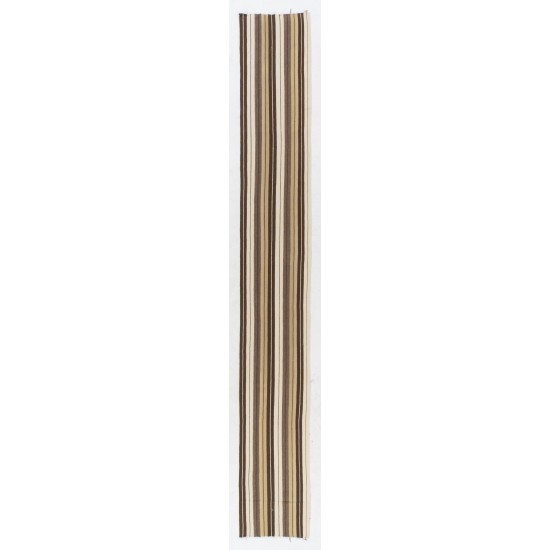Narrow & Long Striped Handwoven Turkish Kilim Runner Made of 100% Natural Wool. 2 x 26.3 Ft (58 x 800 cm)