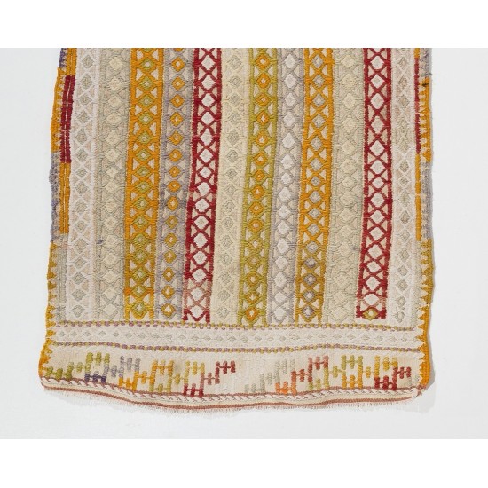 Nomadic Central Anatolian Jijim Kilim, Vintage Flat Weave Wool Rug. 2.3 x 4.3 Ft (70 x 130 cm)