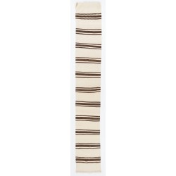 Narrow Striped Hand-Woven Kilim Runner Made of Natural Undyed Wool. Vintage Turkish Hallway Runner. 2.3 x 15 Ft (70 x 460 cm)