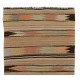 Handmade Turkish Kilim (Flat-Weave), Striped Design Rug Made of Wool. 2.8 x 4.6 Ft (85 x 140 cm)
