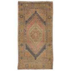 Traditional Hand-Knotted Turkish Village Rug Made of Wool. 3.3 x 6 Ft (100 x 180 cm)