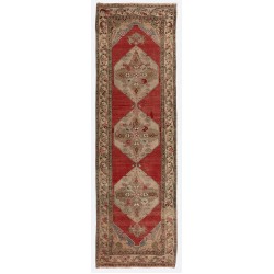 Turkish Runner Rug, Authentic Vintage Handmade Hallway Runner. 3.3 x 10.2 Ft (100 x 310 cm)