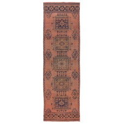 Turkish Runner Rug, Authentic Vintage Handmade Hallway Runner. 3.3 x 10.5 Ft (100 x 320 cm)