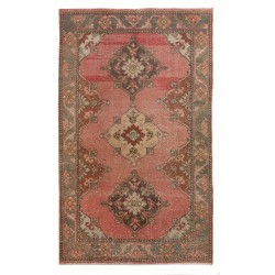 One of a Kind Wool and Cotton Rug, Vintage Handmade Turkish Carpet. 3.4 x 5.6 Ft (103 x 170 cm)