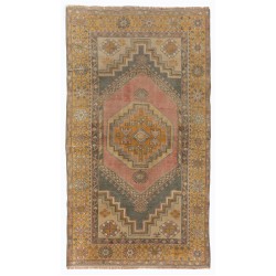 Traditional Oriental Wool Rug from 1960's, Hand-Knotted Turkish Village Carpet. 3.7 x 6.2 Ft (110 x 188 cm)