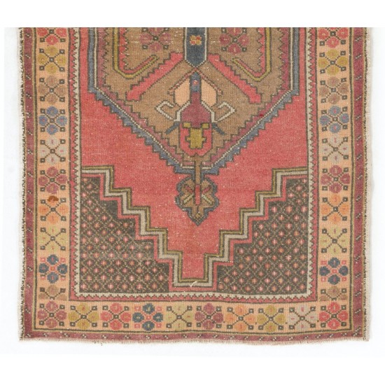 Vintage Handmade Oriental Rug from Turkey, circa 1960. 3.7 x 6.6 Ft (110 x 200 cm)