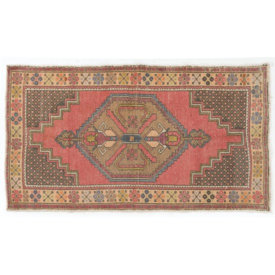 Vintage Handmade Oriental Rug from Turkey, circa 1960. 3.7 x 6.6 Ft (110 x 200 cm)