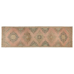 Vintage Anatolian Tribal Runner Rug, Authentic Handmade Hallway Runner. 3.7 x 12.2 Ft (110 x 370 cm)