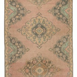 Vintage Anatolian Tribal Runner Rug, Authentic Handmade Hallway Runner. 3.7 x 12.2 Ft (110 x 370 cm)