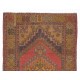 Traditional Handmade Vintage Turkish Rug with Geometric Medallion Design, 100% Wool. 3.8 x 5.8 Ft (113 x 176 cm)