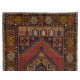 Multicolor Oriental Wool Rug from 1960's, Hand-Knotted Turkish Village Carpet. 3.8 x 5.8 Ft (114 x 175 cm)