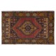 Multicolor Oriental Wool Rug from 1960's, Hand-Knotted Turkish Village Carpet. 3.8 x 5.8 Ft (114 x 175 cm)