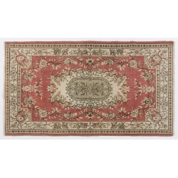 Vintage Handmade Oriental Rug, Traditional Turkish Carpet. 3.9 x 6.9 Ft (118 x 210 cm)