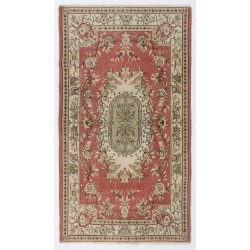 Vintage Handmade Oriental Rug, Traditional Turkish Carpet. 3.9 x 6.9 Ft (118 x 210 cm)