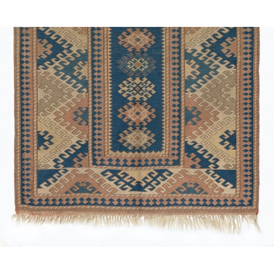 Vintage Geometric Pattern Handmade Turkish Rug with Tribal Style. 4 x 5.8 Ft (120 x 175 cm)