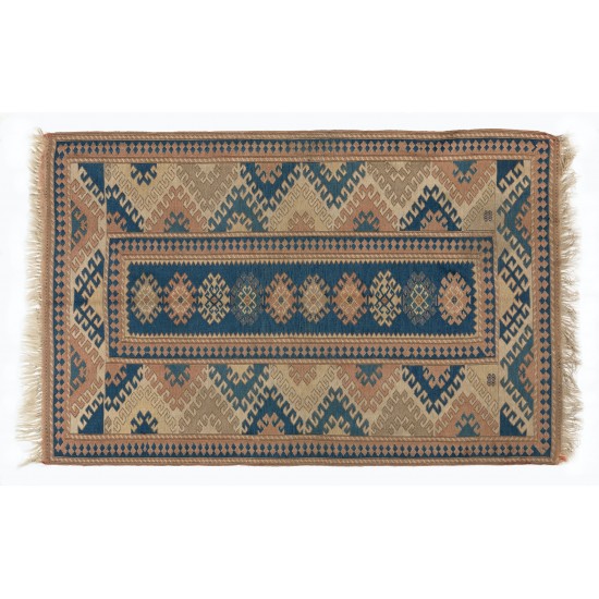 Vintage Geometric Pattern Handmade Turkish Rug with Tribal Style. 4 x 5.8 Ft (120 x 175 cm)