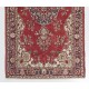 One-of-a-Kind 1960s Handmade Turkish Rug in Red, Dark Blue, Brown and Ivory Color. 4 x 7 Ft (120 x 215 cm)