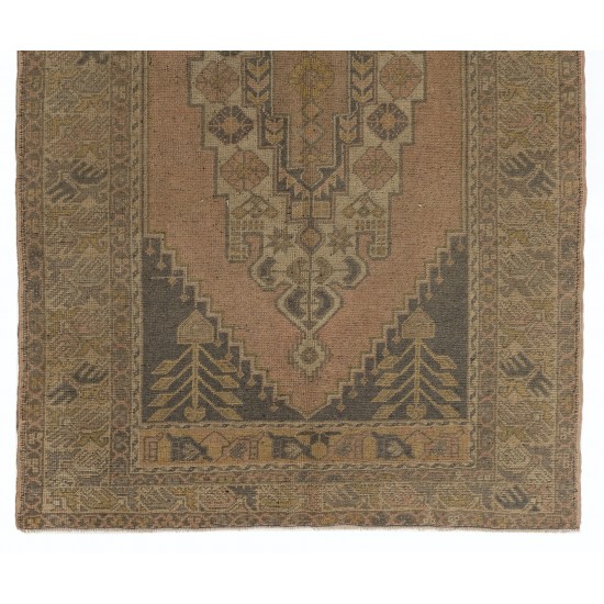 Turkish Village Rug, Handmade Vintage Carpet, All Wool. 4.2 x 7 Ft (125 x 213 cm)
