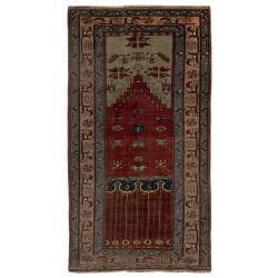 Unique Mid-Century Handmade Turkish Village Rug for Traditional Interiors. 4.2 x 7.8 Ft (126 x 236 cm)