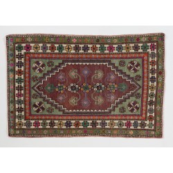Mid-Century Handmade Rug, Turkish 1960s Floor Covering. 4.3 x 5.3 Ft (130 x 160 cm)