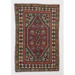 Mid-Century Handmade Rug, Turkish 1960s Floor Covering. 4.3 x 5.3 Ft (130 x 160 cm)