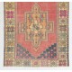 Traditional Handmade Turkish Rug, Unique Vintage Wool Carpet. 4.3 x 8.7 Ft (130 x 263 cm)