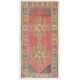 Traditional Handmade Turkish Rug, Unique Vintage Wool Carpet. 4.3 x 8.7 Ft (130 x 263 cm)