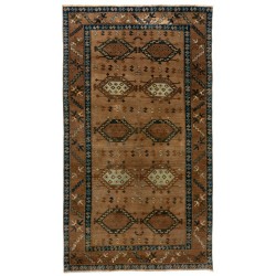 Turkish Village Rug, Handmade Vintage Carpet, All Wool. 4.4 x 7 Ft (132 x 212 cm)