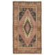 Handmade Turkish Village Rug, Vintage Wool Carpet with Medallion Design. 4.5 x 7.8 Ft (135 x 237 cm)