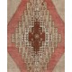 Handmade Turkish Village Rug, Vintage Wool Carpet with Medallion Design. 4.5 x 8.6 Ft (135 x 260 cm)