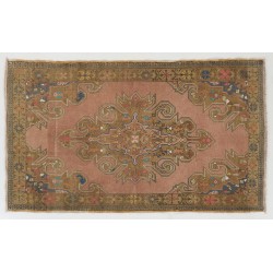 Traditional Handmade Turkish Rug, Unique Vintage Wool Carpet. 4.6 x 7.6 Ft (138 x 230 cm)