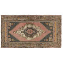 Oriental Wool Rug from 1960's, Hand-Knotted Turkish Village Carpet. 4.6 x 8.3 Ft (140 x 250 cm)
