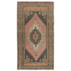 Oriental Wool Rug from 1960's, Hand-Knotted Turkish Village Carpet. 4.6 x 8.3 Ft (140 x 250 cm)