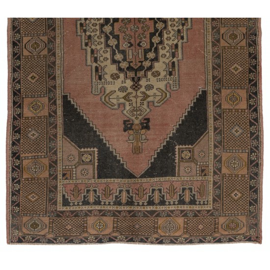 One-of-a-Kind Mid-Century Handmade Turkish Oriental Rug for Traditional Interiors. 100% Wool. 4.6 x 8.3 Ft (140 x 250 cm)