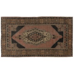One-of-a-Kind Mid-Century Handmade Turkish Oriental Rug for Traditional Interiors. 100% Wool. 4.6 x 8.3 Ft (140 x 250 cm)