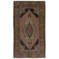 One-of-a-Kind Mid-Century Handmade Turkish Oriental Rug for Traditional Interiors. 100% Wool. 4.6 x 8.3 Ft (140 x 250 cm)