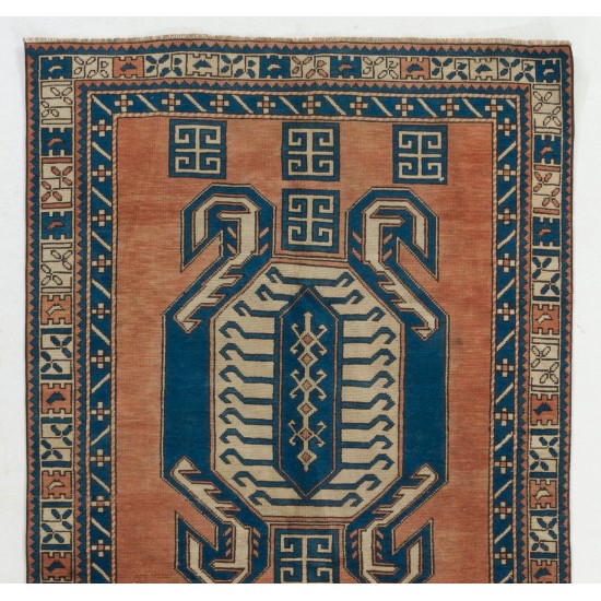 One-of-a-Kind 1960s Handmade Turkish Oriental Rug, 100% Wool. 4.7 x 9.2 Ft (141 x 280 cm)