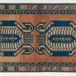 One-of-a-Kind 1960s Handmade Turkish Oriental Rug, 100% Wool. 4.7 x 9.2 Ft (141 x 280 cm)